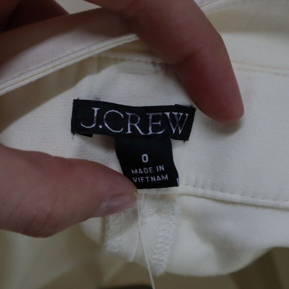 J. Crew Belted Twill Trouser Women 0 Cream Coastal Flowy Professional Career NWT - Picture 3 of 16